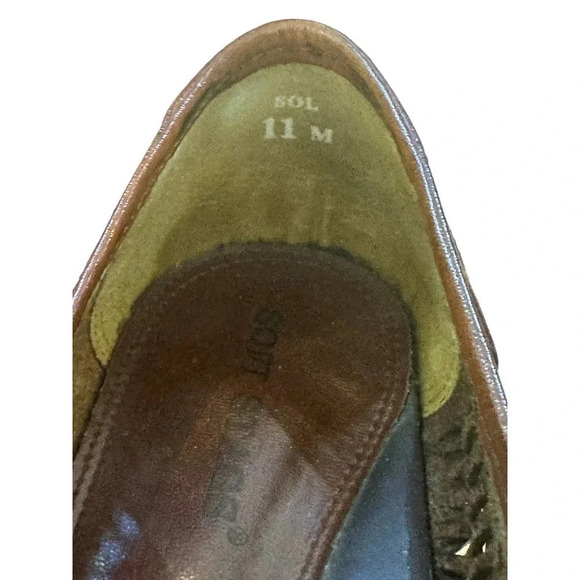 Soft Stags Men's Brown Leather Woven Comfortable Flat Boot Size 11M - Picture 9 of 9